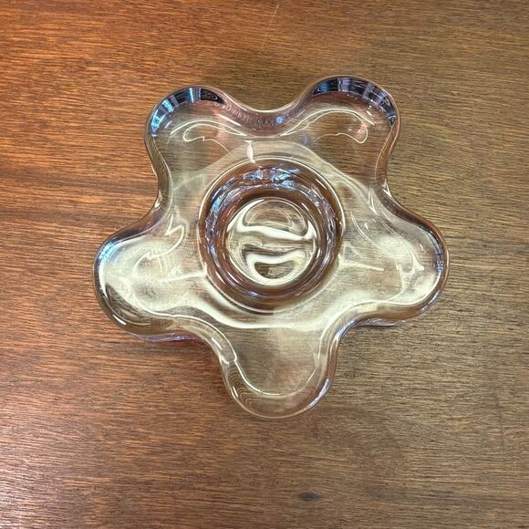 Orrefors Sweden Heavy Clear Crystal Glass "Daisy" Tealight Candle Holder, 4.5" - Picture 2 of 7